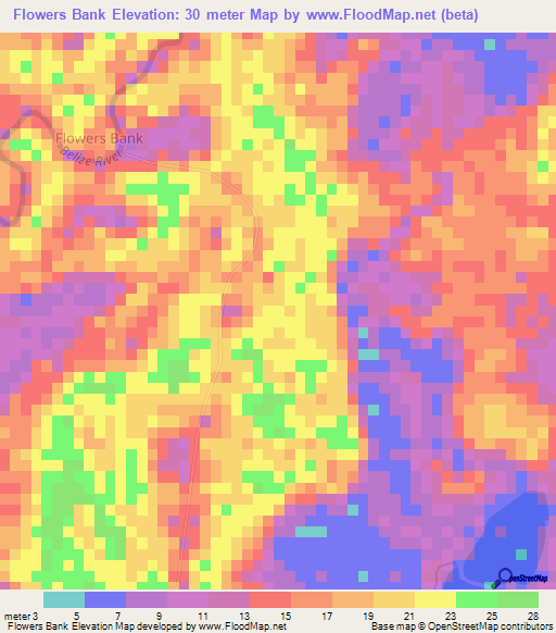 Flowers Bank,Belize Elevation Map