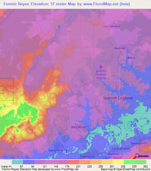 Fermin Reyes,Belize Elevation Map