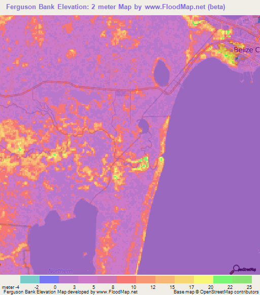 Ferguson Bank,Belize Elevation Map
