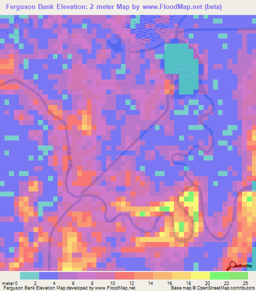 Ferguson Bank,Belize Elevation Map