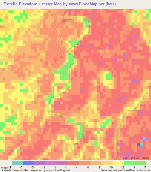 Estrella,Belize Elevation Map
