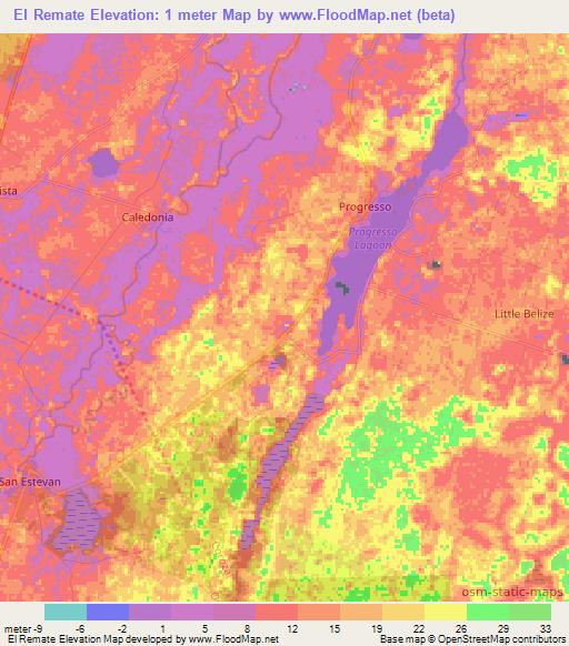El Remate,Belize Elevation Map