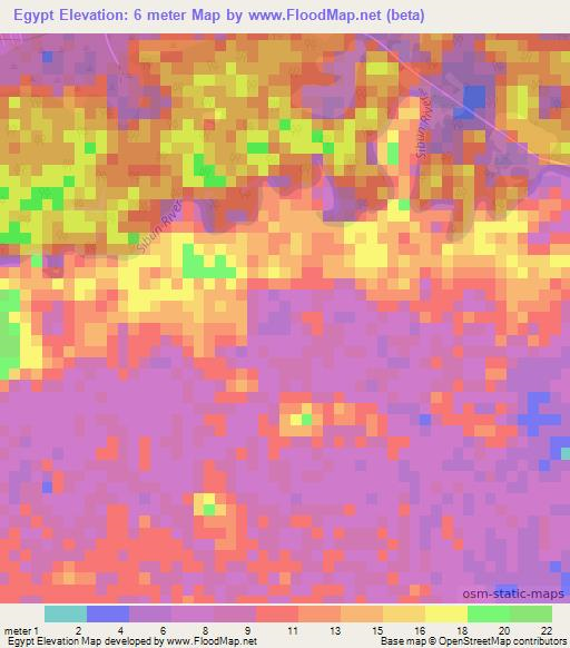 Egypt,Belize Elevation Map