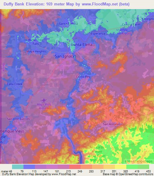 Duffy Bank,Belize Elevation Map