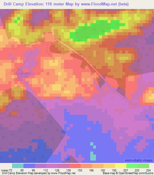 Drill Camp,Belize Elevation Map