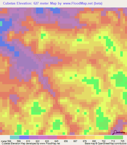 Cubetas,Belize Elevation Map
