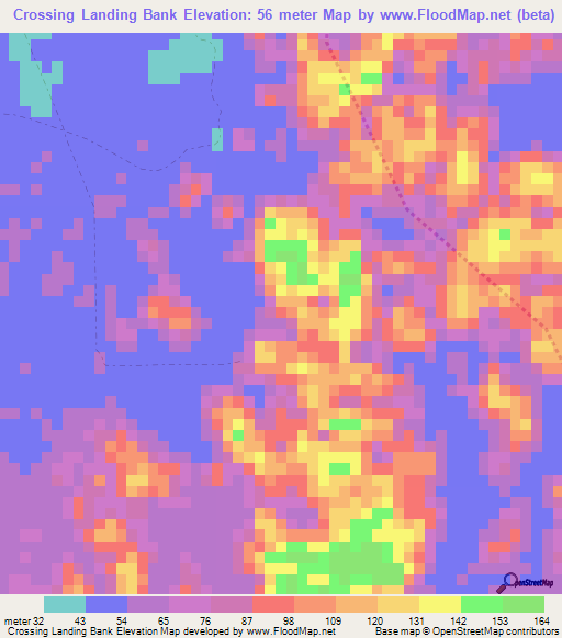 Crossing Landing Bank,Belize Elevation Map