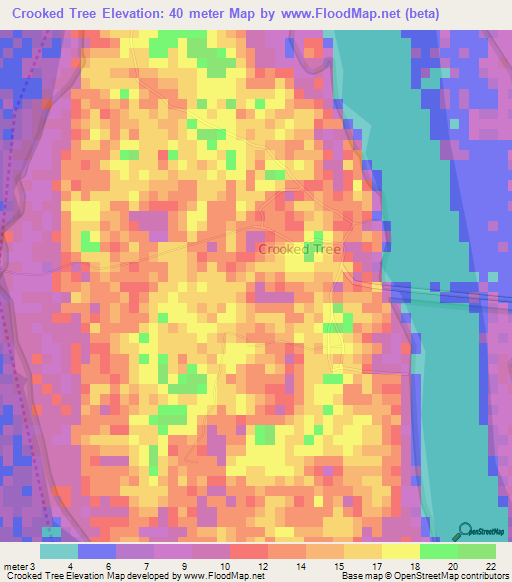 Crooked Tree,Belize Elevation Map