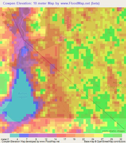 Cowpen,Belize Elevation Map