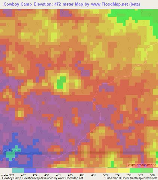Cowboy Camp,Belize Elevation Map