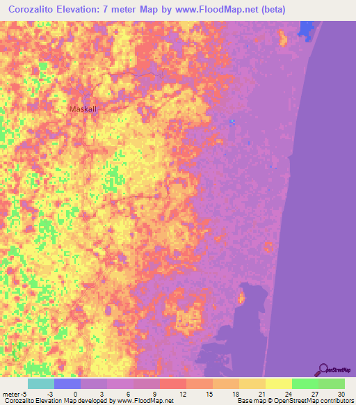 Corozalito,Belize Elevation Map