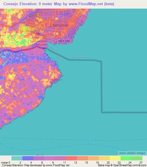 Consejo,Belize Elevation Map