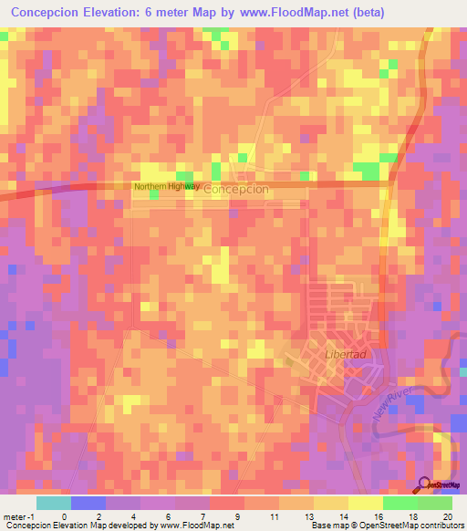 Concepcion,Belize Elevation Map