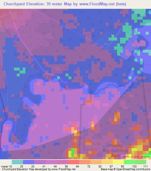 Churchyard,Belize Elevation Map