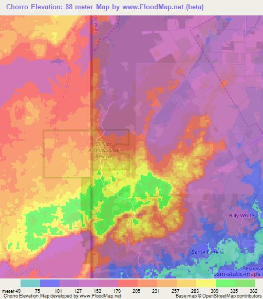 Chorro,Belize Elevation Map