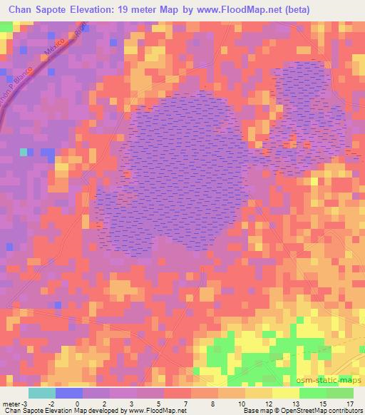 Chan Sapote,Belize Elevation Map