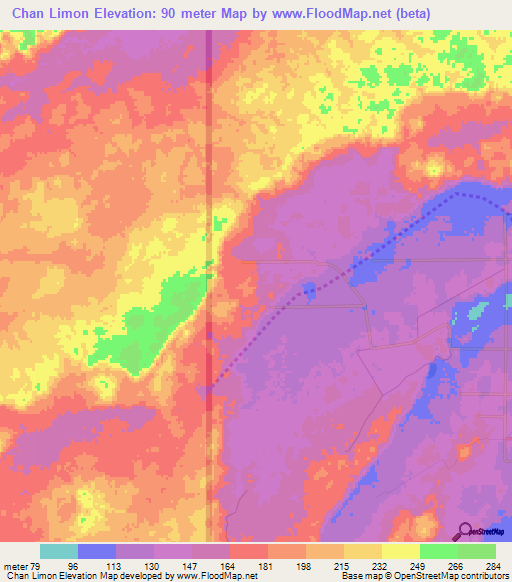 Chan Limon,Belize Elevation Map
