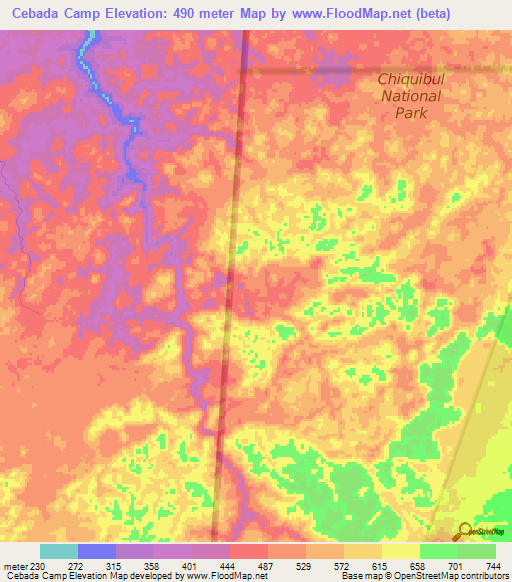 Cebada Camp,Belize Elevation Map