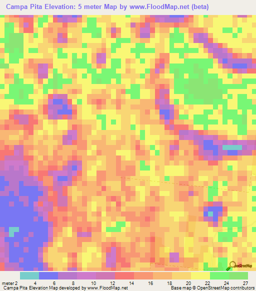 Campa Pita,Belize Elevation Map