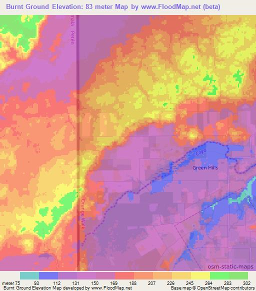 Burnt Ground,Belize Elevation Map