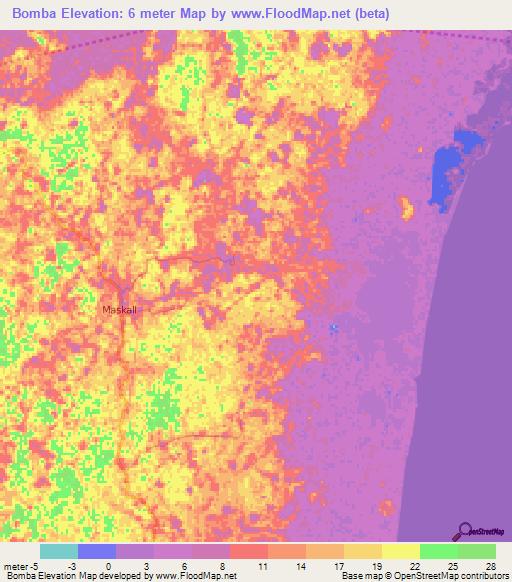 Bomba,Belize Elevation Map