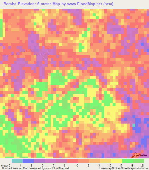 Bomba,Belize Elevation Map