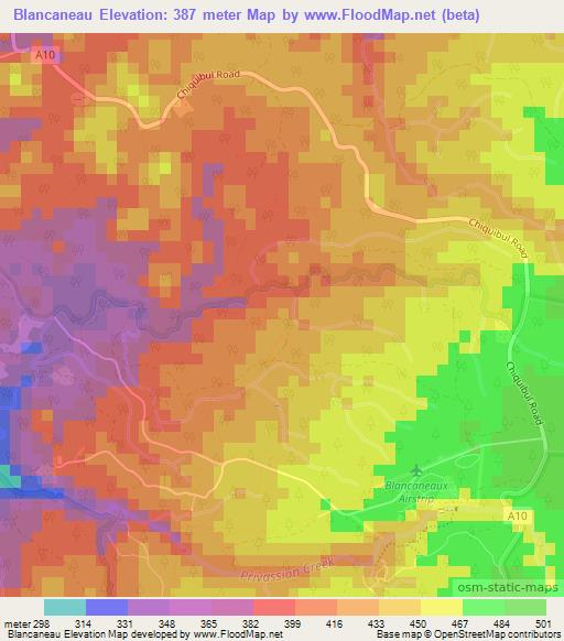Blancaneau,Belize Elevation Map