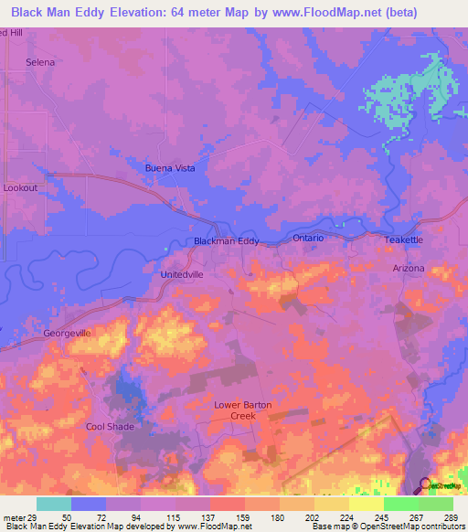 Black Man Eddy,Belize Elevation Map