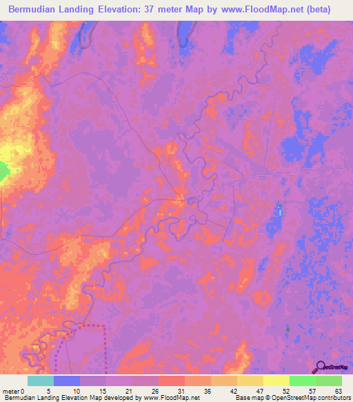 Bermudian Landing,Belize Elevation Map