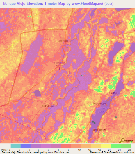 Benque Viejo,Belize Elevation Map