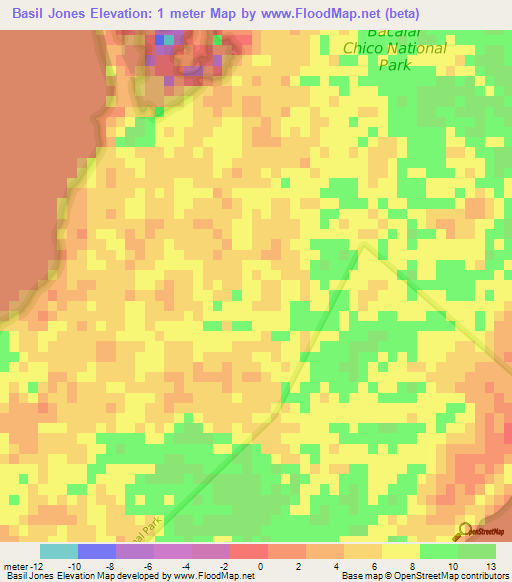Basil Jones,Belize Elevation Map