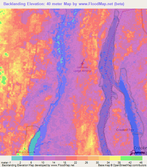 Backlanding,Belize Elevation Map