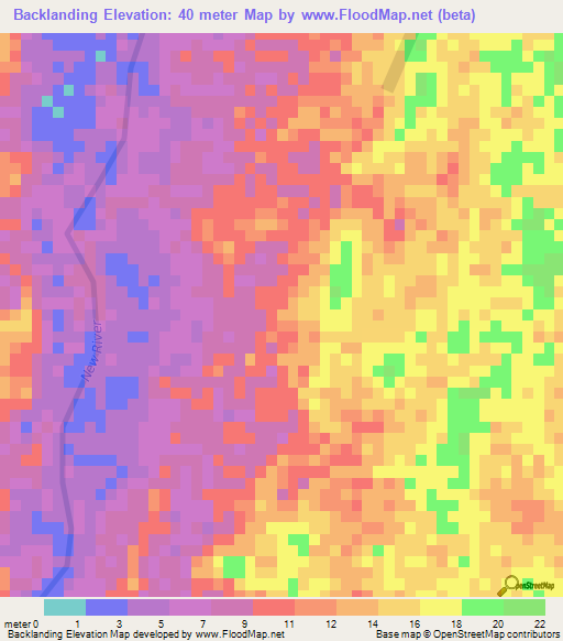 Backlanding,Belize Elevation Map
