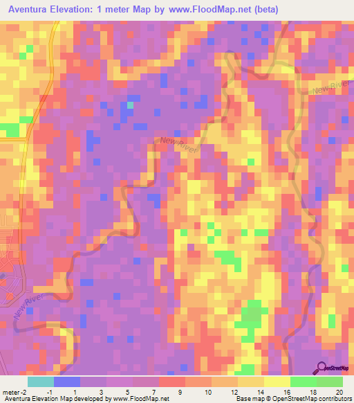 Aventura,Belize Elevation Map