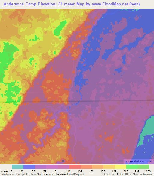 Andersons Camp,Belize Elevation Map
