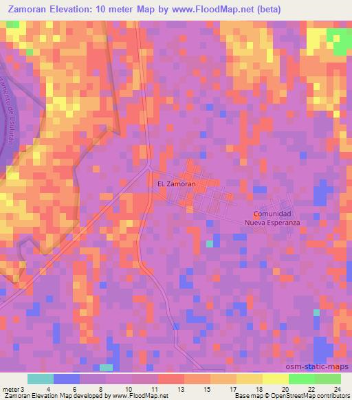 Zamoran,El Salvador Elevation Map