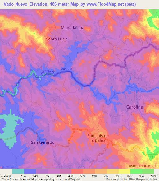 Vado Nuevo,El Salvador Elevation Map