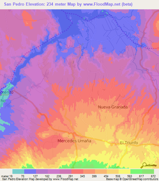 San Pedro,El Salvador Elevation Map