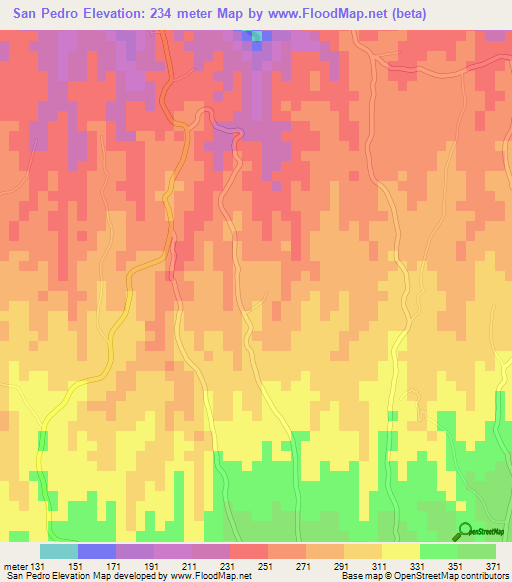 San Pedro,El Salvador Elevation Map