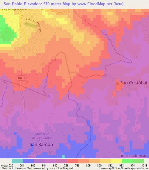 San Pablo,El Salvador Elevation Map