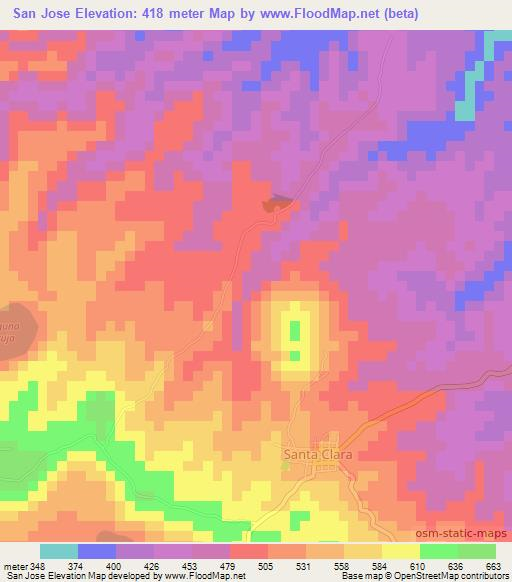 San Jose,El Salvador Elevation Map