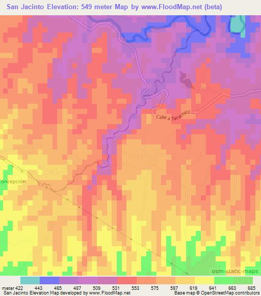 San Jacinto,El Salvador Elevation Map