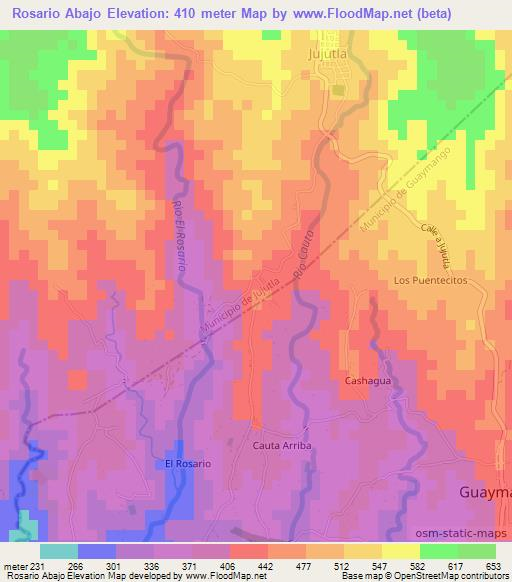 Rosario Abajo,El Salvador Elevation Map