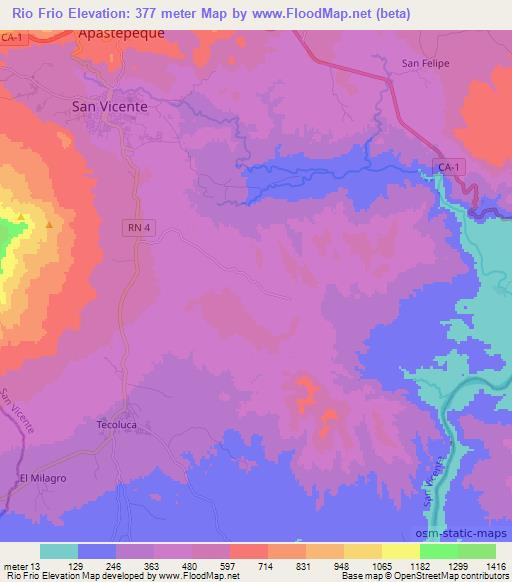 Rio Frio,El Salvador Elevation Map