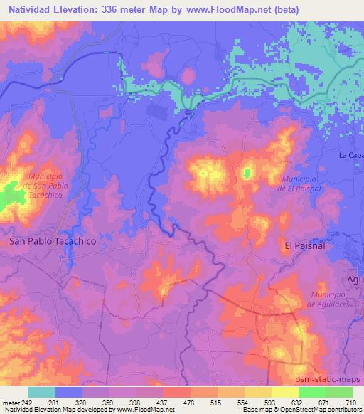 Natividad,El Salvador Elevation Map