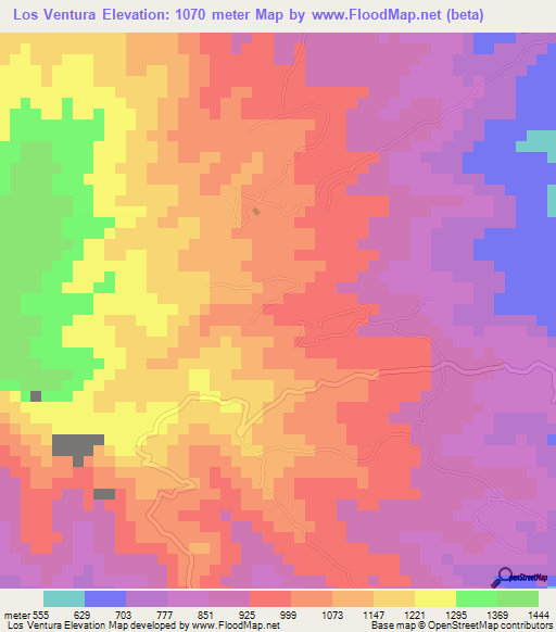 Los Ventura,El Salvador Elevation Map