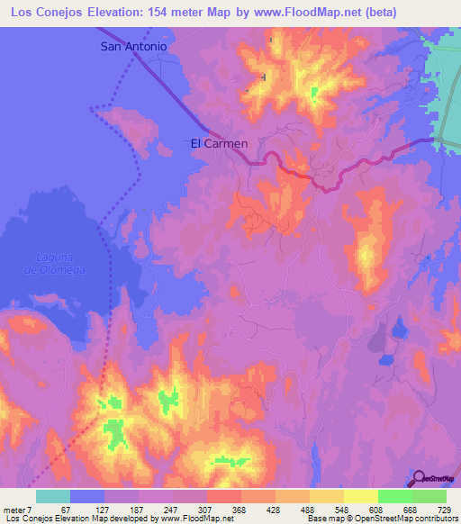 Los Conejos,El Salvador Elevation Map