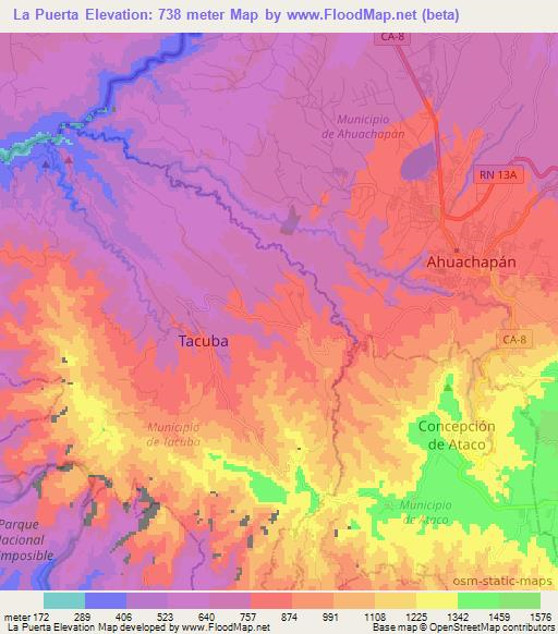 La Puerta,El Salvador Elevation Map