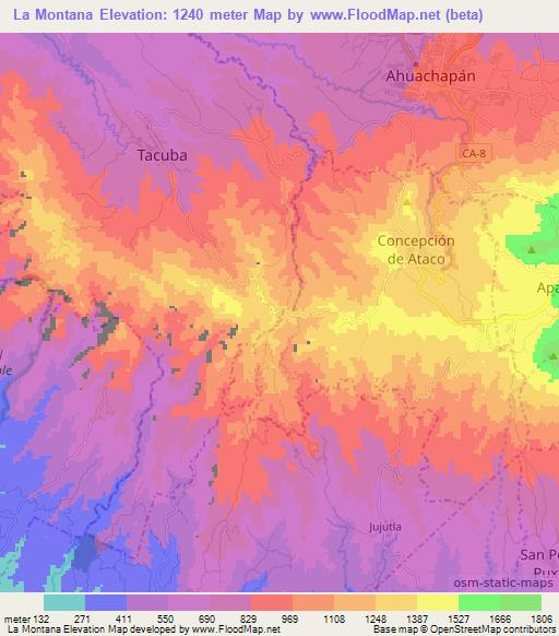 La Montana,El Salvador Elevation Map