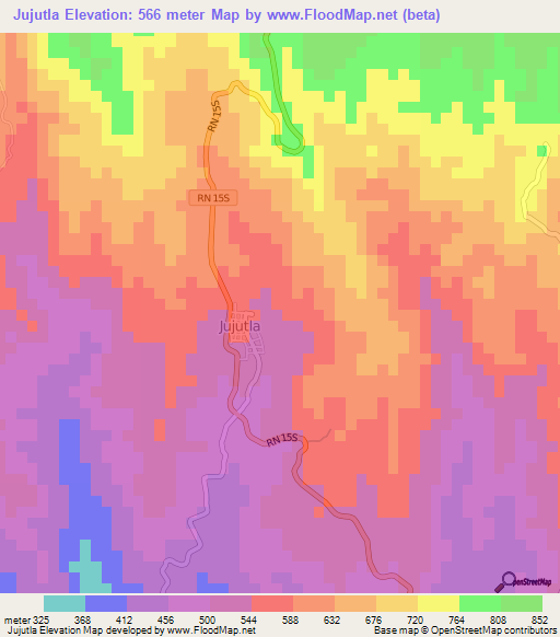 Jujutla,El Salvador Elevation Map